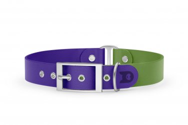 Dog Collar Duo: Purple & Olive with Silver
