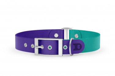 Dog Collar Duo: Purple & Pastel green with Silver
