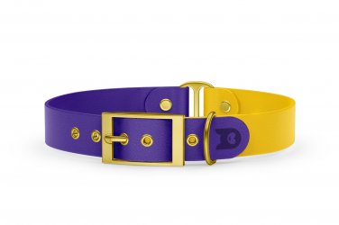 Dog Collar Duo: Purple & Yellow with Gold