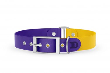 Dog Collar Duo: Purple & Yellow with Silver