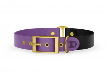 Dog Collar Duo: Purpur & Black with Gold