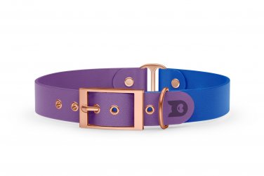 Dog Collar Duo: Purpur & Blue with Rosegold