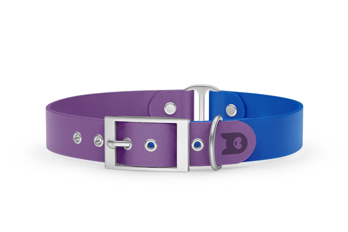 Dog Collar Duo: Purpur & Blue with Silver
