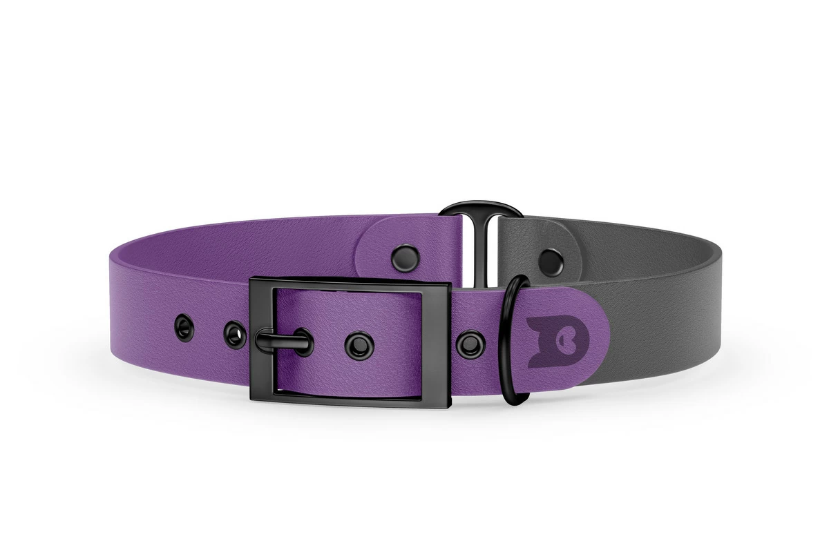 Dog Collar Duo: Purpur & Gray with Black