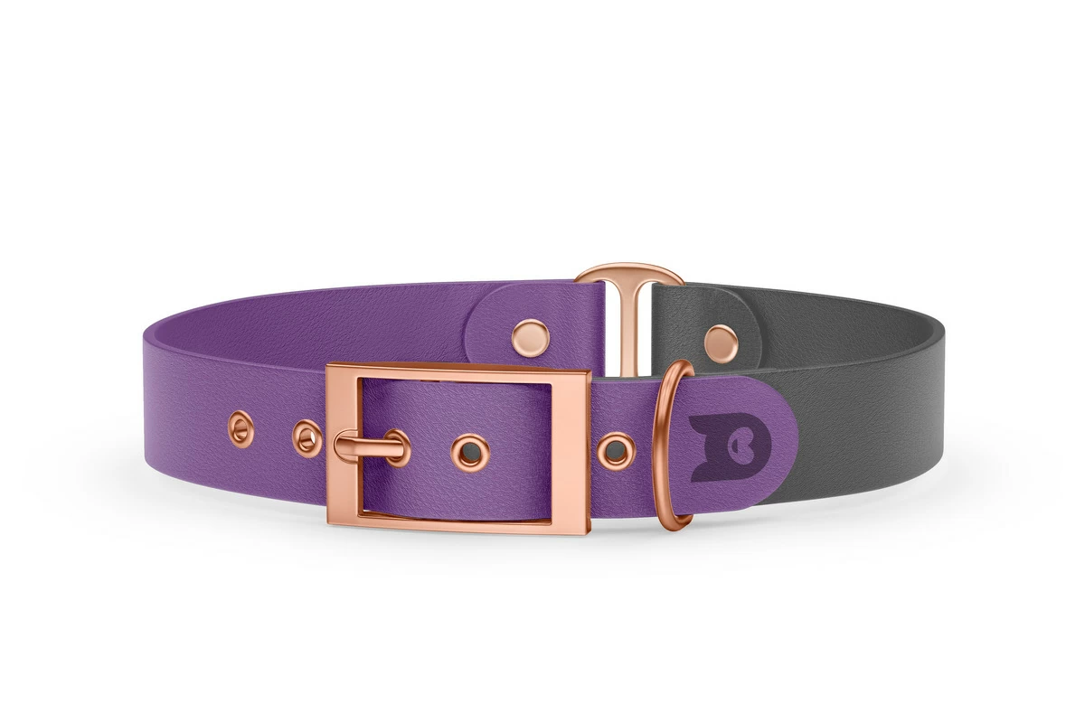 Dog Collar Duo: Purpur & Gray with Rosegold