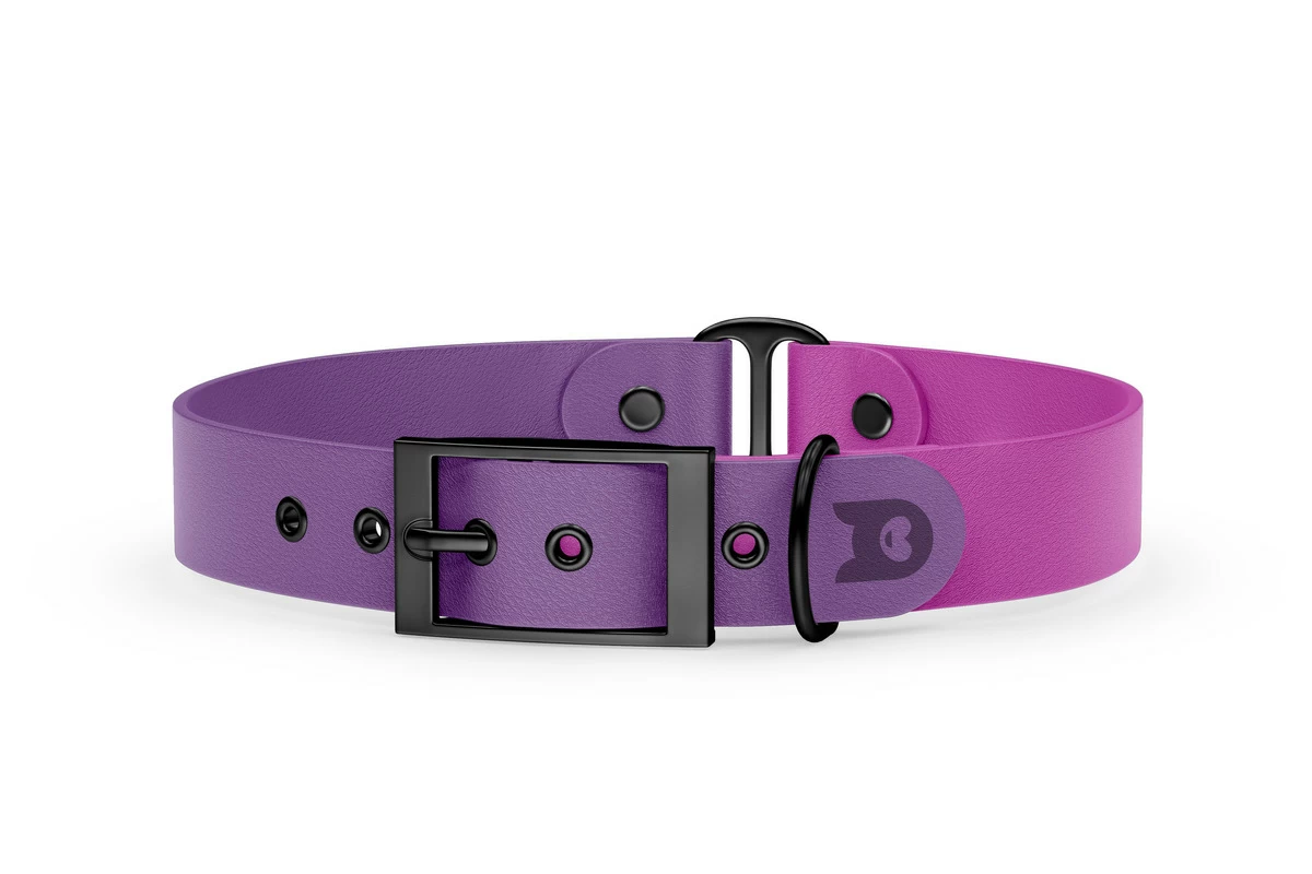 Dog Collar Duo: Purpur & Light purple with Black