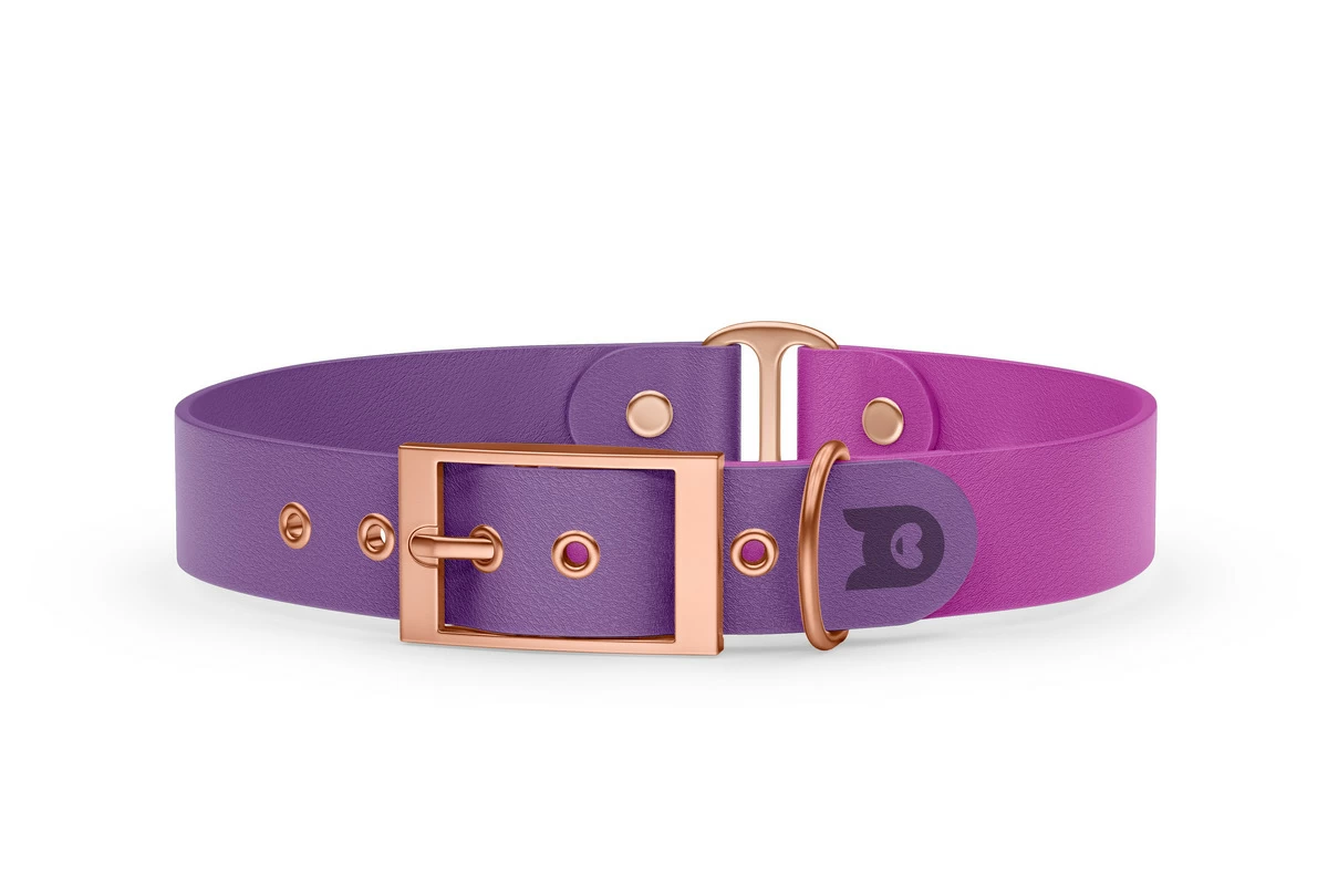 Dog Collar Duo: Purpur & Light purple with Rosegold