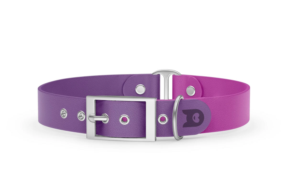 Dog Collar Duo: Purpur & Light purple with Silver