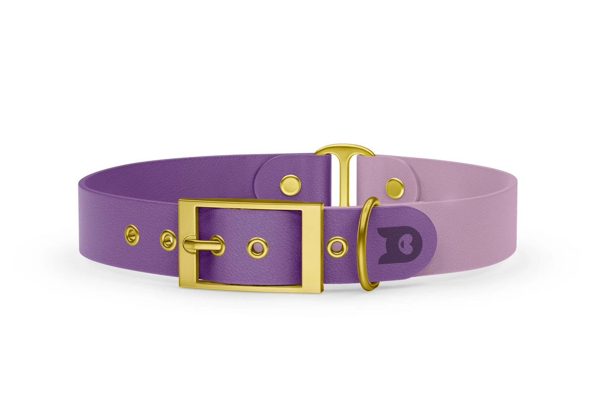 Dog Collar Duo: Purpur & Lilac with Gold