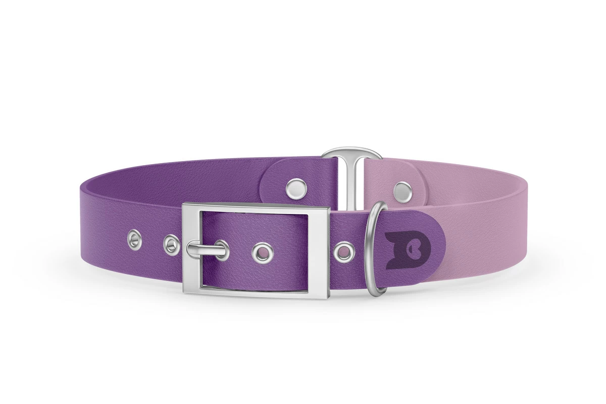 Dog Collar Duo: Purpur & Lilac with Silver