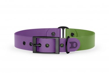 Dog Collar Duo: Purpur & Olive with Black