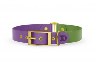 Dog Collar Duo: Purpur & Olive with Gold