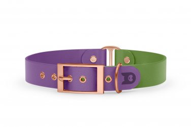 Dog Collar Duo: Purpur & Olive with Rosegold