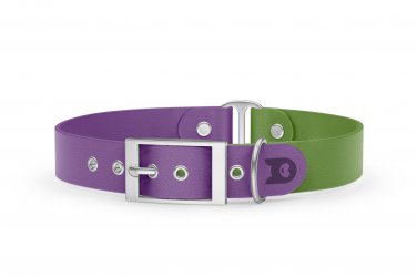 Dog Collar Duo: Purpur & Olive with Silver