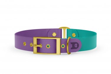 Dog Collar Duo: Purpur & Pastel green with Gold