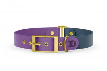 Dog Collar Duo: Purpur & Petrol with Gold