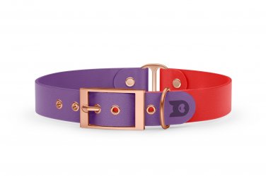 Dog Collar Duo: Purpur & Red with Rosegold