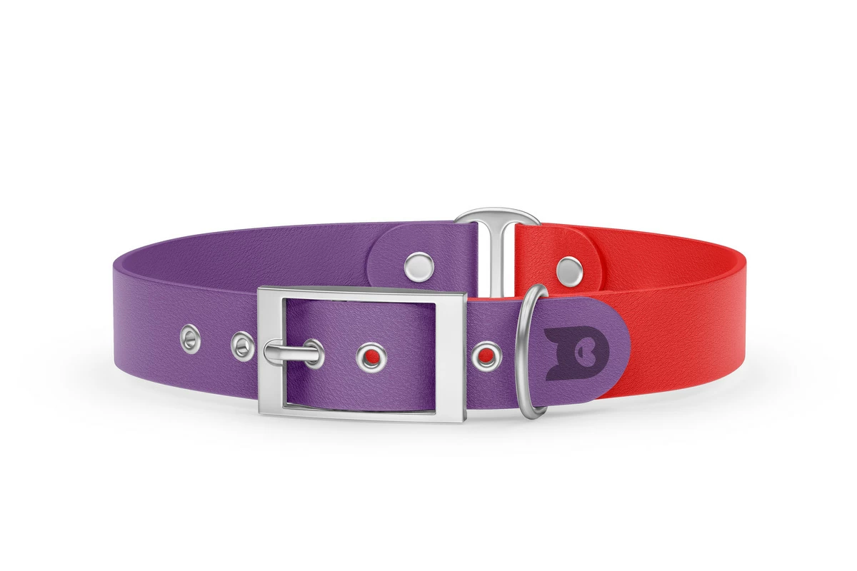 Dog Collar Duo: Purpur & Red with Silver