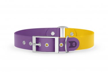 Dog Collar Duo: Purpur & Yellow with Silver