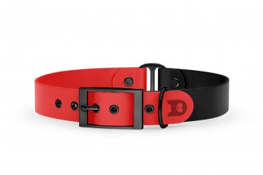 Dog Collar Duo: Red & Black with Black