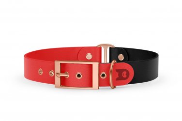 Dog Collar Duo: Red & Black with Rosegold