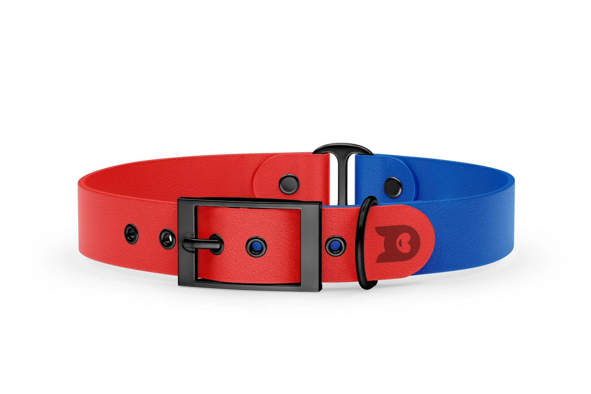 Dog Collar Duo: Red & Blue with Black