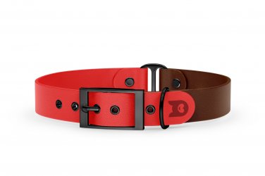 Dog Collar Duo: Red & Dark brown with Black