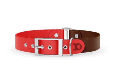 Dog Collar Duo: Red & Dark brown with Silver