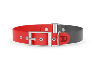 Dog Collar Duo: Red & Gray with Silver