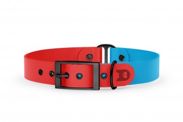 Dog Collar Duo: Red & Light blue with Black