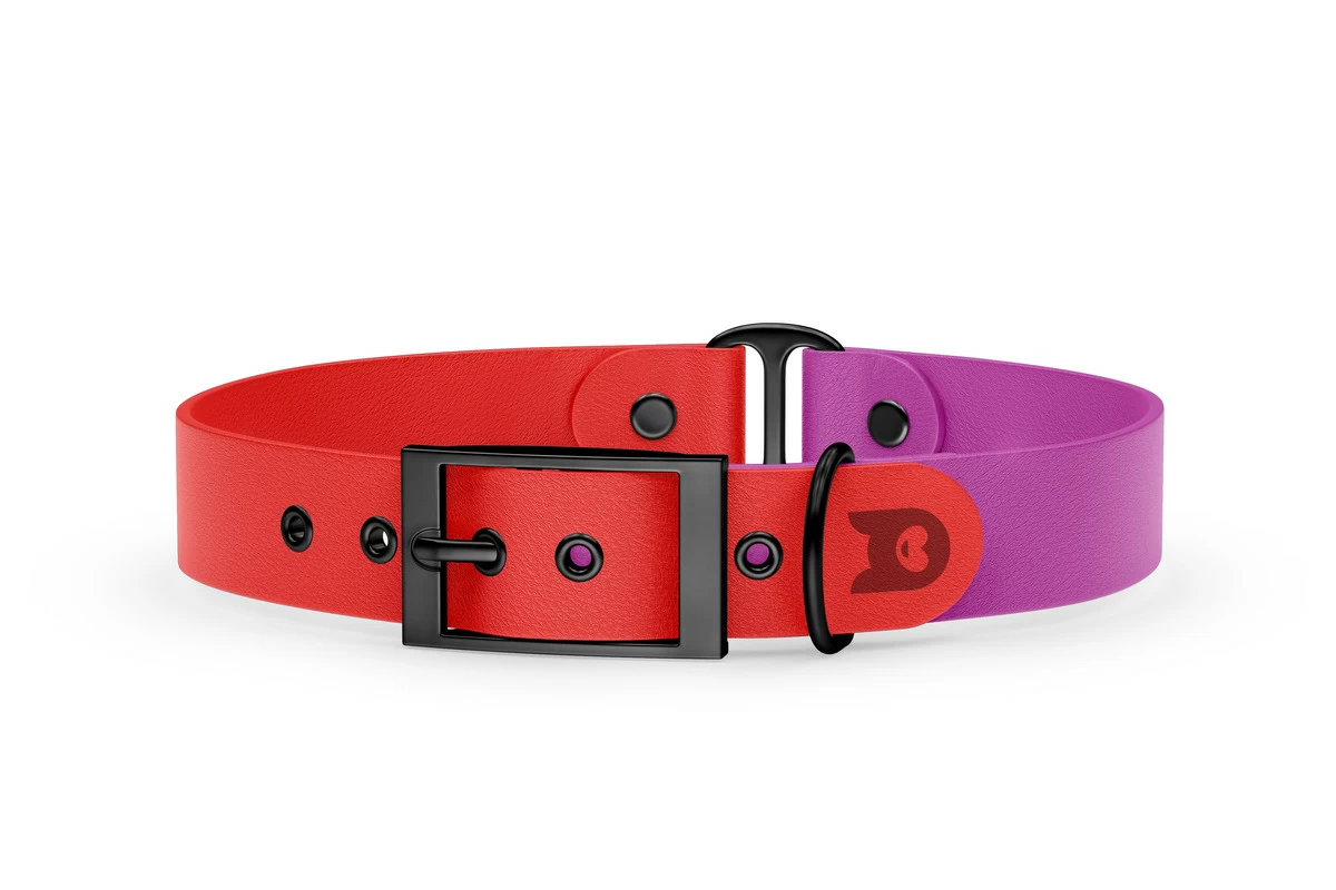 Dog Collar Duo: Red & Light purple with Black