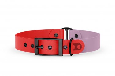 Dog Collar Duo: Red & Lilac with Black