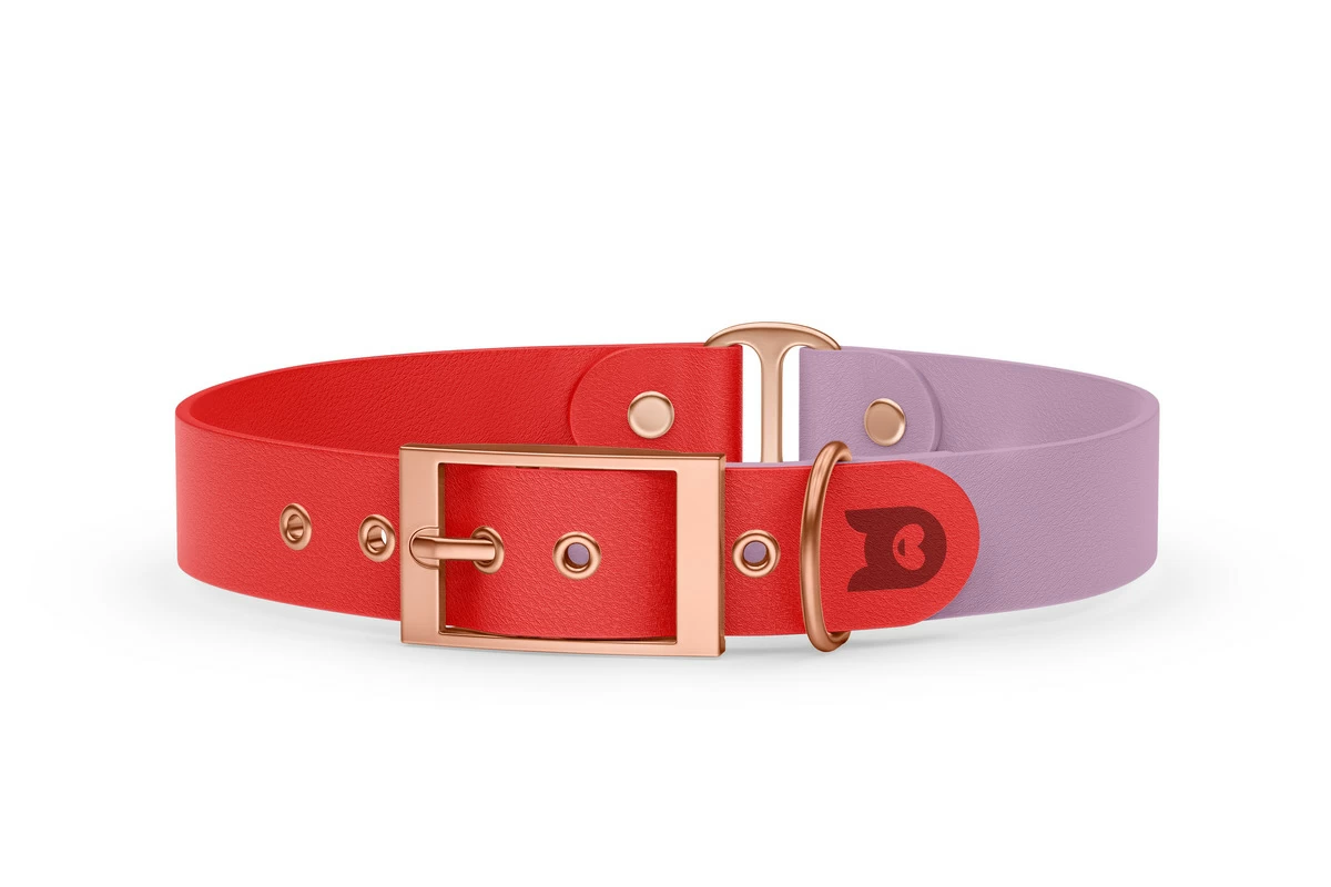 Dog Collar Duo: Red & Lilac with Rosegold