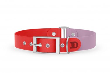 Dog Collar Duo: Red & Lilac with Silver