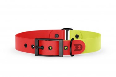 Dog Collar Duo: Red & Neon yellow with Black