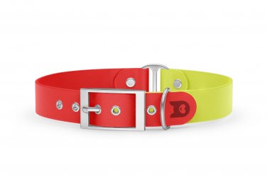 Dog Collar Duo: Red & Neon yellow with Silver