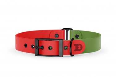 Dog Collar Duo: Red & Olive with Black