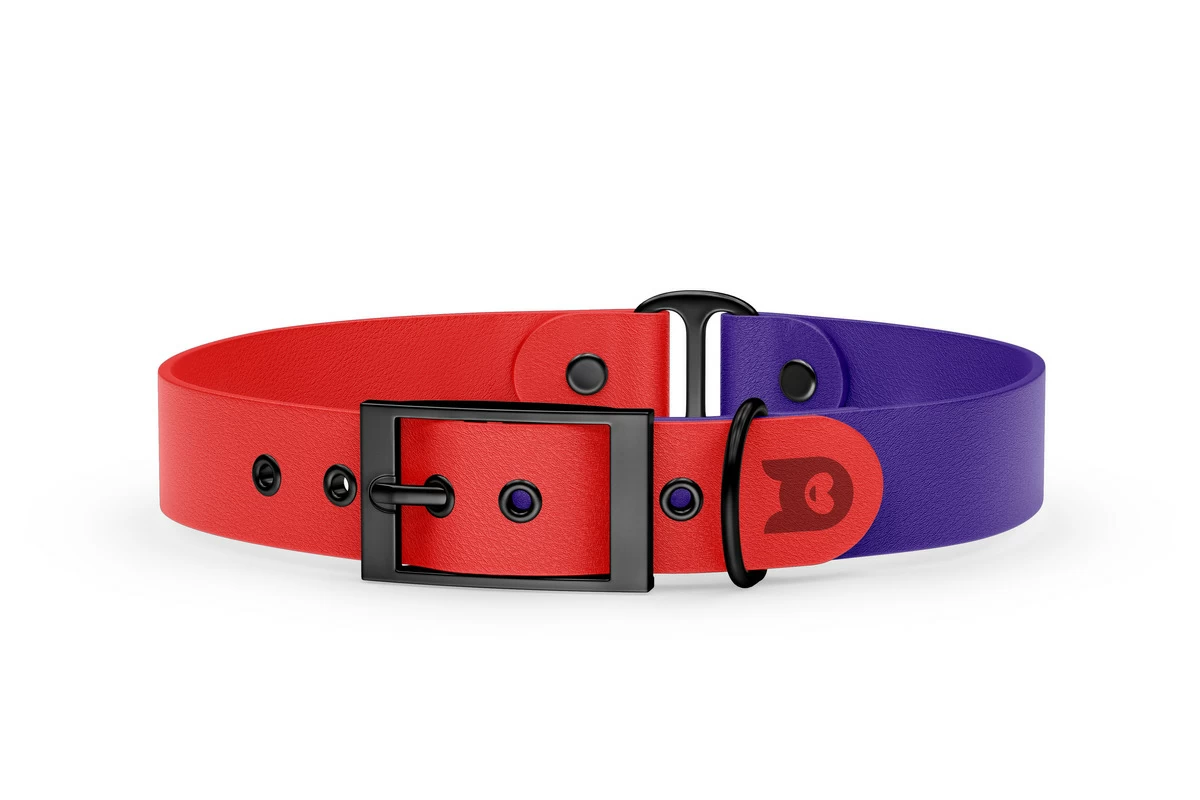 Dog Collar Duo: Red & Purple with Black