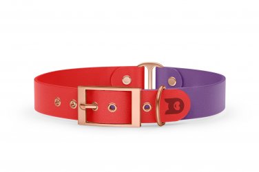 Dog Collar Duo: Red & Purpur with Rosegold