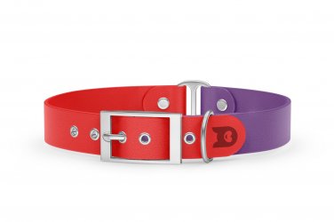 Dog Collar Duo: Red & Purpur with Silver