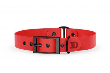 Dog Collar Duo: Red & Red with Black