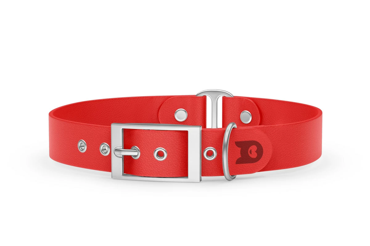 Dog Collar Duo: Red & Red with Silver