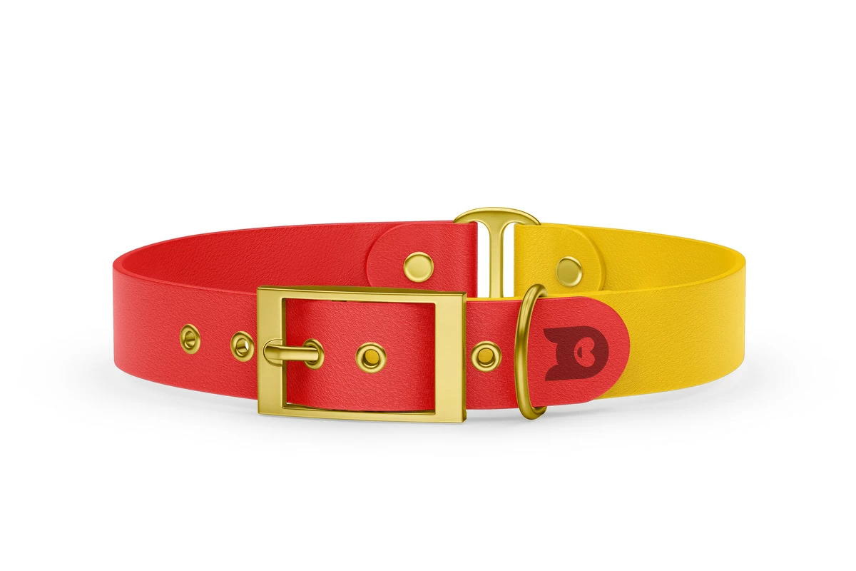 Dog Collar Duo: Red & Yellow with Gold