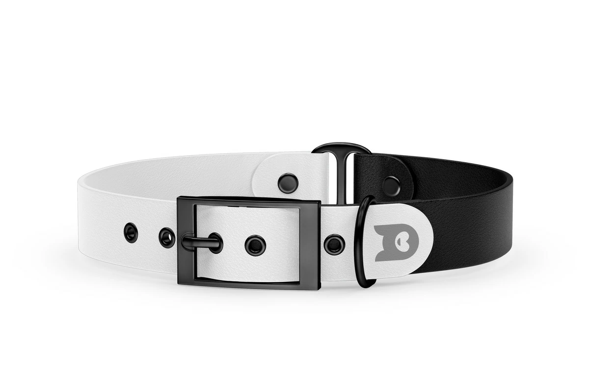 Dog Collar Duo: White & Black with Black