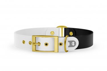 Dog Collar Duo: White & Black with Gold