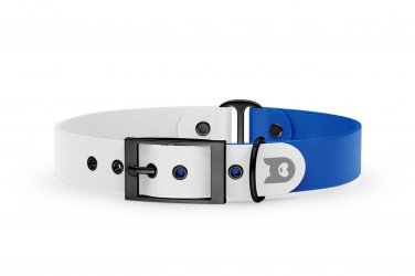 Dog Collar Duo: White & Blue with Black