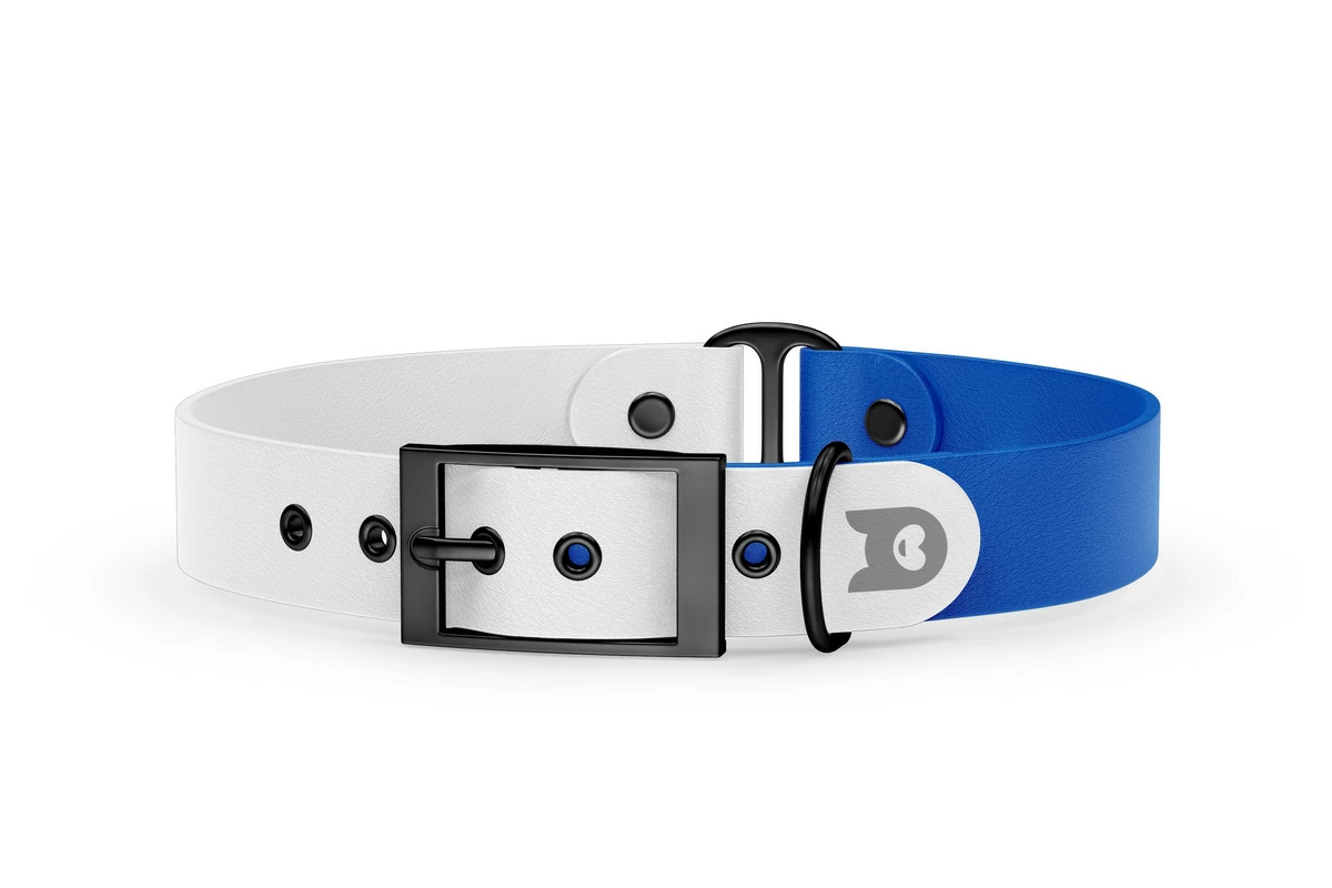 Dog Collar Duo: White & Blue with Black