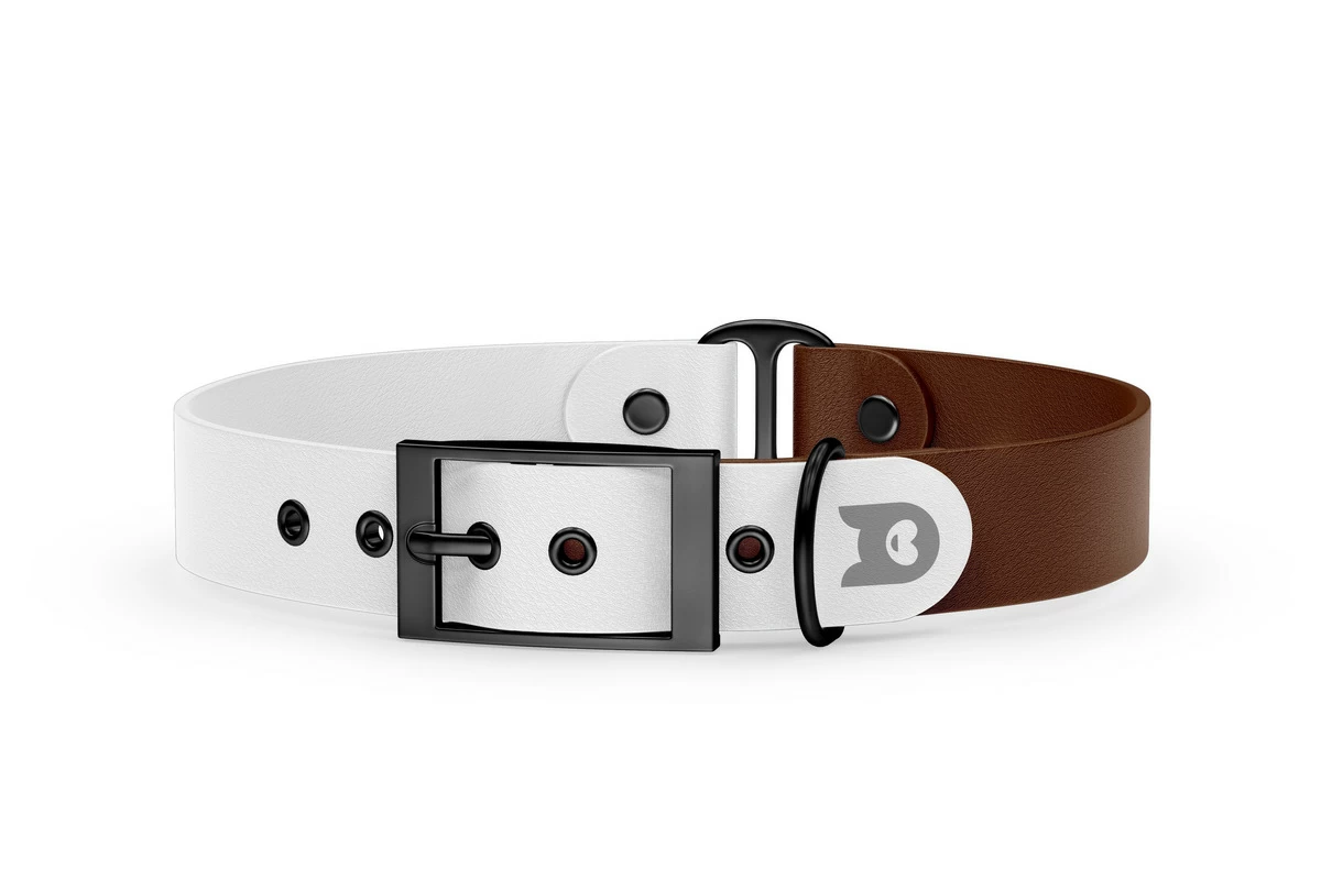 Dog Collar Duo: White & Dark brown with Black