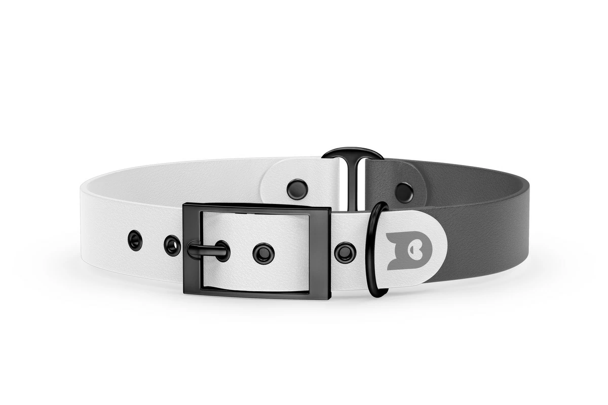 Dog Collar Duo: White & Gray with Black