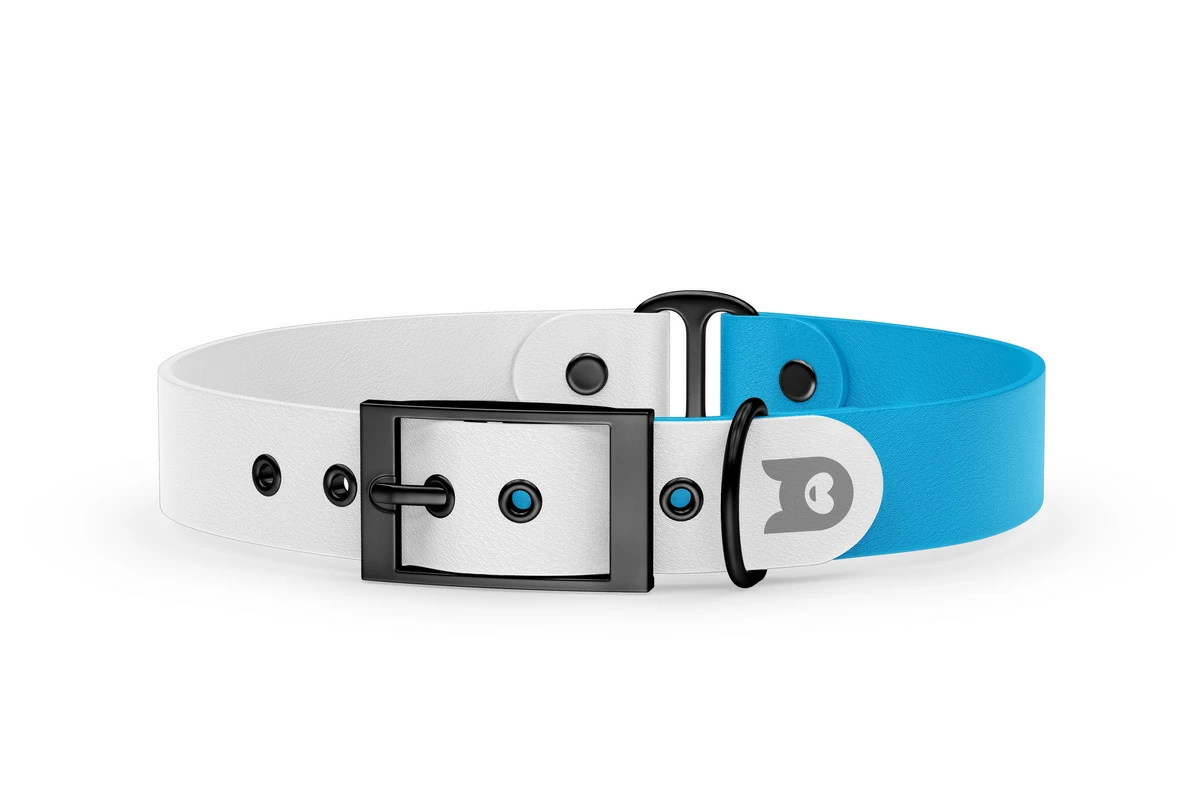 Dog Collar Duo: White & Light blue with Black